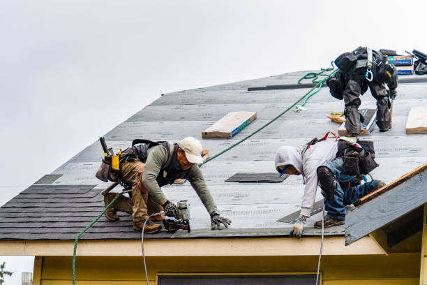 Professional Gutter Installation technician working in Exline, IA